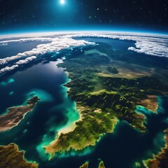 Obraz premium Earths Embrace: A Celestial Perspective