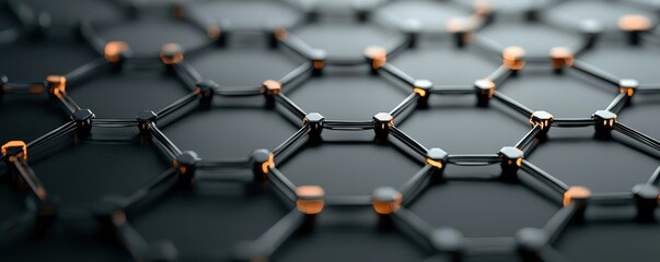 Obraz premium material science nanomaterials concept. A close-up view of a hexagonal lattice structure, showcasing intricate connections and a modern design, reflecting advanced materials science.