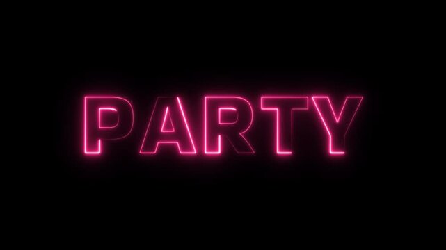 Party fire line text animated pink light effect isolated on dark background