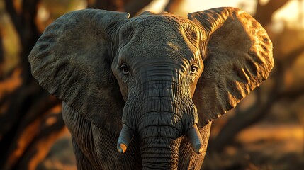 A close-up of an elephant showcasing its textured skin and expressive eyes in a natural setting.