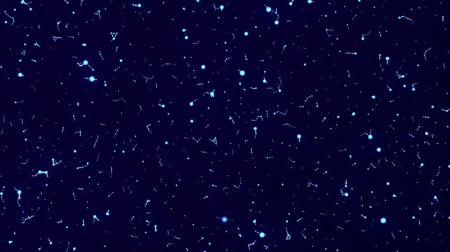 Abstract blue glowing particles for high technology, digital data transfer, science and scifi animation background