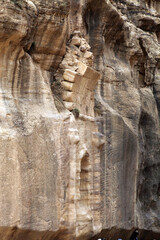 Remains of a triumphal arch which once spanned the Siq, Petra Jordan
