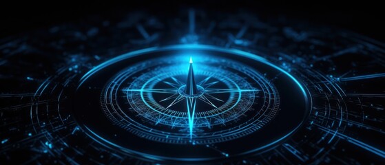 A futuristic compass design with glowing elements and intricate details.