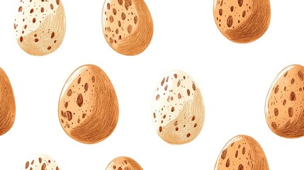Seamless pattern of hand drawn brown Easter eggs on a clean white background perfect for festive decorations and spring themed designs