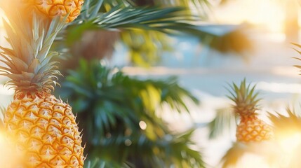 Seamless watercolor pattern of tropical pineapples on a white background ideal for menu design and cosmetics packaging