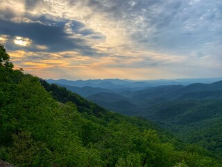 Sunrise from Preachers Rock in Georgia along the AT