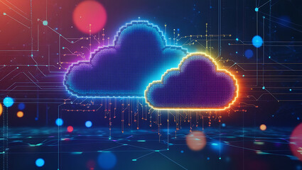 Obraz premium Cloud Computing and Data Storage background, cloud computing abstract background, technology background, innovative cloud solutions, high-tech background.