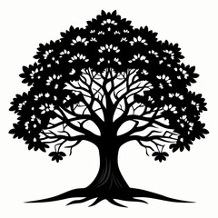 Oak Tree vector silhouette black design