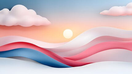 Peaceful 3D scene of ribbons glowing against a pastel sky, symbolizing hope and healing