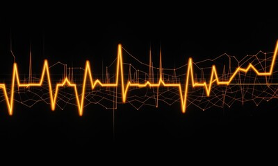 Obraz premium Glowing heartbeat waveform on black background