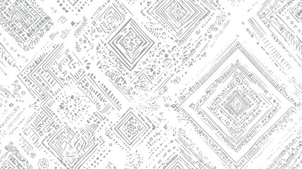 Seamless white ethnic design pattern featuring tribal ornaments and boho aesthetics ideal for fashion and textile applications