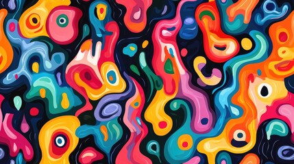 Fototapeta premium Colorful seamless pattern representing themes of perception and creativity ideal for modern art applications