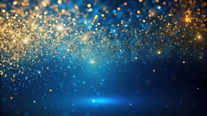 Blue abstract background with golden particles, vertical composition , abstract, blue, background, golden, particles