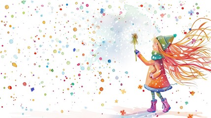 Obraz premium A cute little girl blowing on the dandelion flower