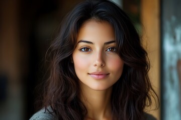 Obraz premium Beautiful Model Warm Golden Bokeh Background