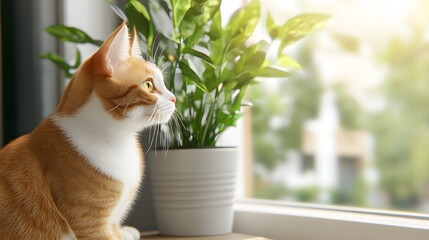 Cat sitting peacefully in a cozy home environment, symbolizing responsible pet ownership, 3D rendering