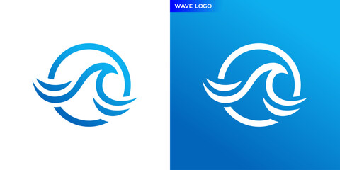 Wave logo. Water, ocean, nautical. Icon symbol design template EPS 10.