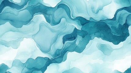 Obraz premium Teal pastel fluid liquid seamless pattern with blue cloud gradient and watercolor illustration ideal for textile design and backgrounds