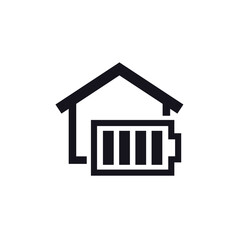 Obraz premium home battery, backup system icon with house, pictogram on white