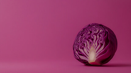 Fototapeta premium Fresh slice of red cabbage vegetable isolated on a clean background, highlighting vibrant colors