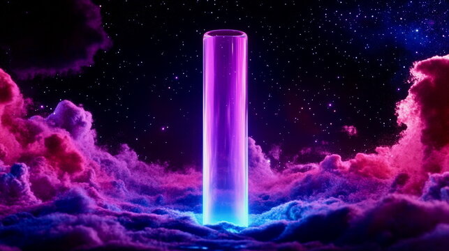 A holographic bar graph floating in space, surrounded by glowing annotations