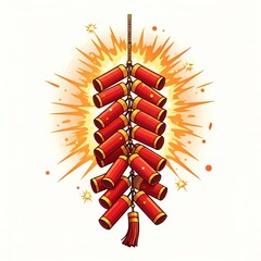 Chinese new year theme illustration firecrackers exploding 