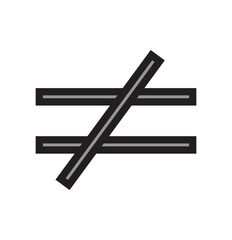 Not Equal icon design with white background stock illustration