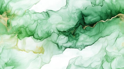 Vibrant seamless pattern of colorful green marble ink texture on a white watercolor backdrop chaotic organic design for bath bomb packaging or interior decor