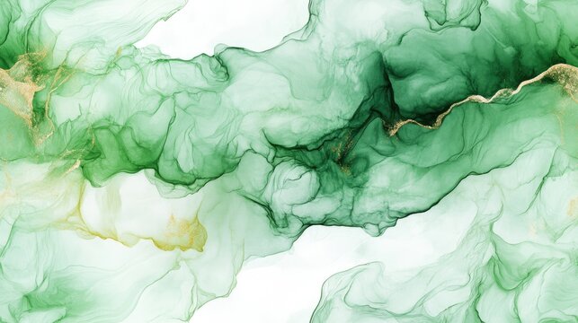 Vibrant seamless pattern of colorful green marble ink texture on a white watercolor backdrop chaotic organic design for bath bomb packaging or interior decor