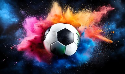 Naklejka premium soccer ball in a colorful splash 