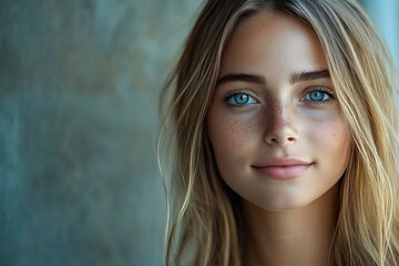 Fototapeta premium Calm Woman Studio Portrait Soft Focus Natural Beauty