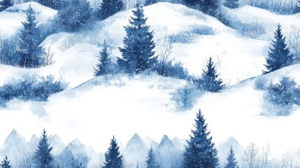 Fototapeta premium Winter landscape seamless pattern featuring abstract oil painting textures with hand drawn brushstrokes perfect for artistic backgrounds