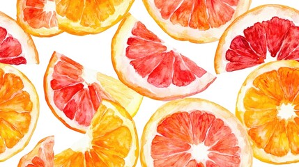 Seamless watercolor pattern of vibrant orange and tangerine slices perfect for fabric design and print projects © NeuralNiche
