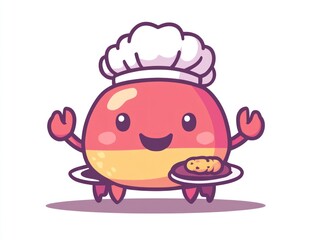 Here's a  and keyword list suitable for stock photo submission.. Cute chef crab cartoon character serving food.