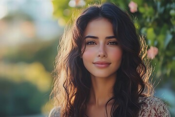 Fototapeta premium Charming Woman, Soft Light, Clear Skin, Natural Glow