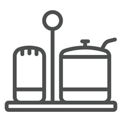 Salt and spices tray line icon, cooking concept. Vector graphics. Salt and pepper sign on white background, outline style icon for mobile or web design.