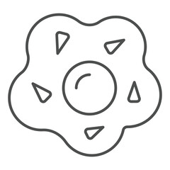 Scrambled eggs thin line icon, cooking concept. Vector graphics. Fried eggs sign on white background, outline style icon for mobile or web design.