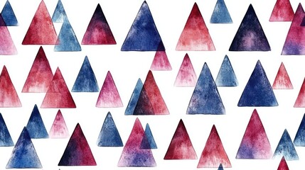 Fototapeta premium Watercolor triangles arranged in a seamless pattern on a crisp white background ideal for textile design wallpapers and stationery
