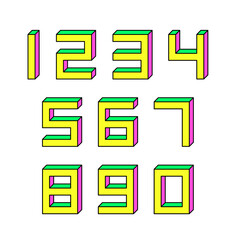 Set of numbers with 3d isometric effect