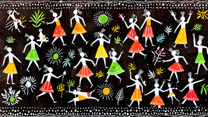 Obraz premium Warli traditional style Painting illustration