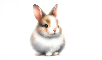 Obraz premium Watercolor rabbit Netherland Dwarf breed on white background.