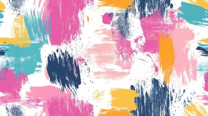 Colorful seamless pattern featuring abstract scribbles tie dye effects and distressed brush ink ideal for boho scrapbook designs