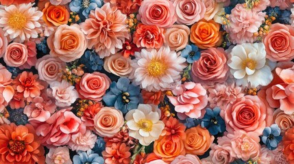 Seamless watercolor floral pattern featuring various wedding flowers ideal for invitations and decor