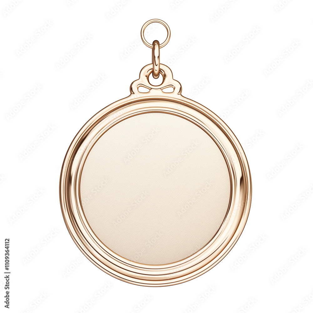 Poster gold medal with blank center and ornate border, perfect for engraving or customization, isolated on 
