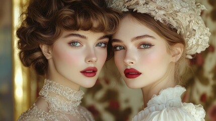 Obraz premium Vintage Makeup Trends Showcasing Timeless Beauty and Style Tips