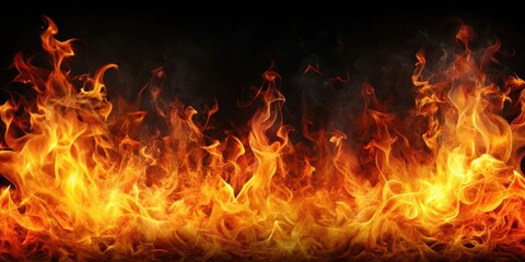 Fototapeta premium Fire effect collection background with various fiery elements , flames, heat, inferno, sparks, combustion