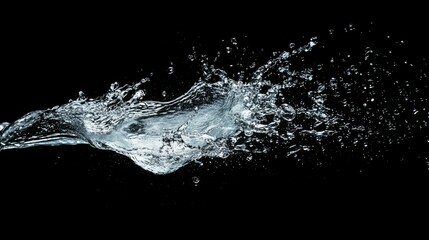 Water splash isolated on black background.