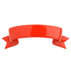 shiny red ribbon with glossy finish, isolated on white background, perfect for awards or decorations
