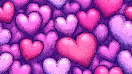 Obraz premium Seamless hand drawn pattern of cute pink hearts perfect for Valentine s Day designs holiday postcards posters and festive banners