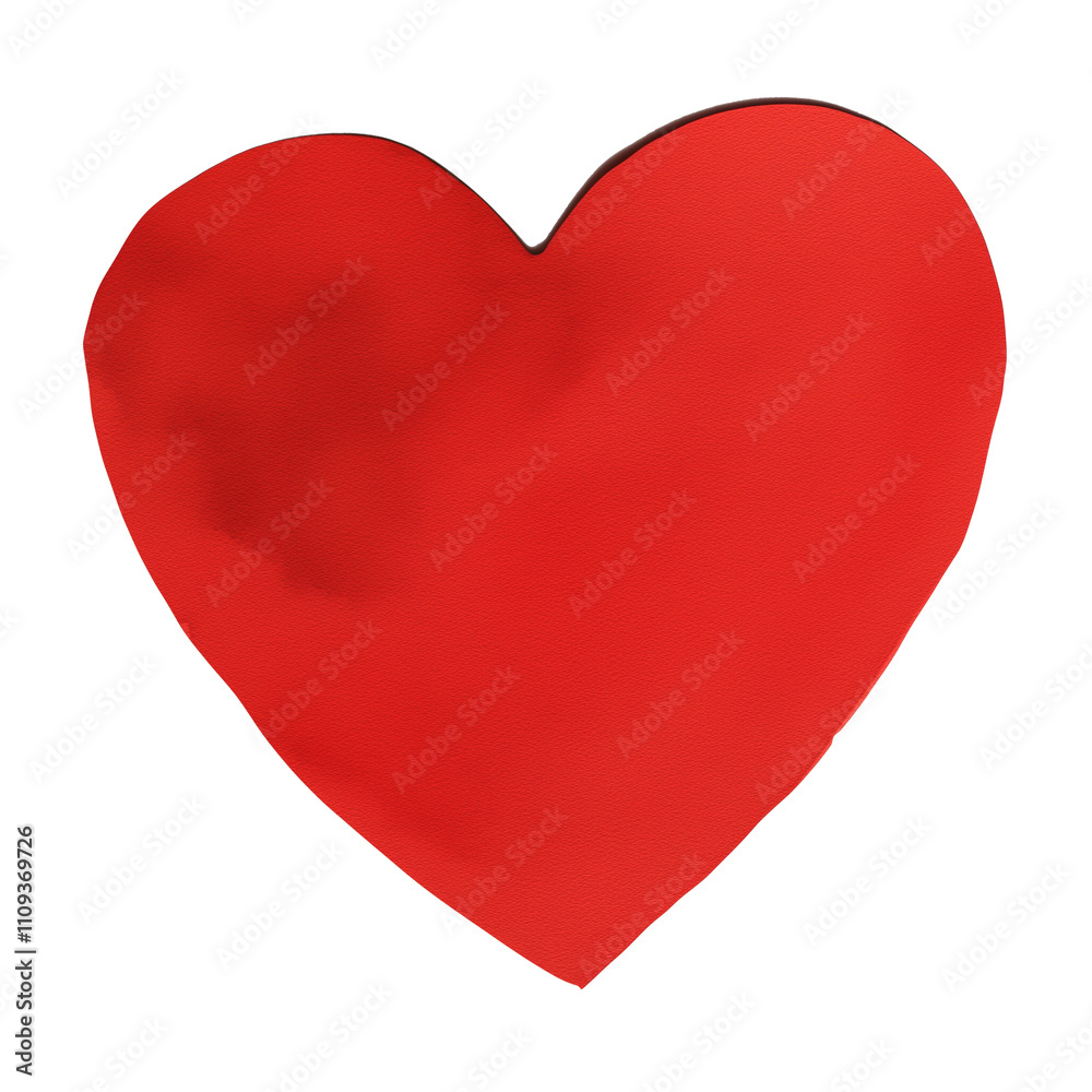Poster vibrant red heart shaped coaster isolated on white background, showcasing simple yet elegant design 